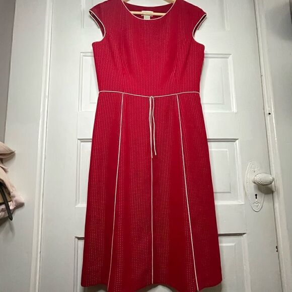 Liz Claiborne Micro Polka Dot Red Sleeveless Dress - Picture 3 of 10